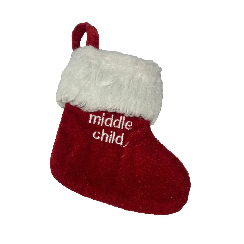 mini small red white christmas stocking family member MIDDLE CHILD‎